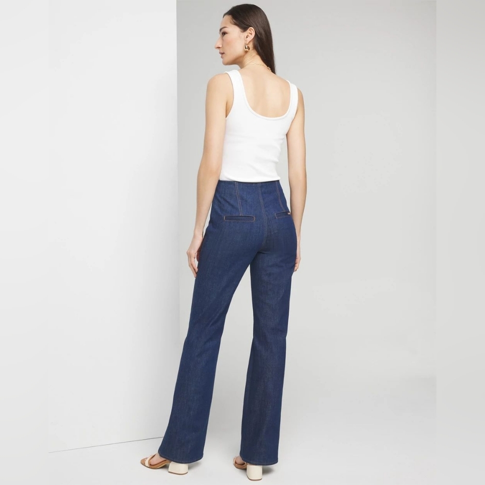 White House Black Market Women's Blue High-Waisted Jeans - Picture 3 of 4